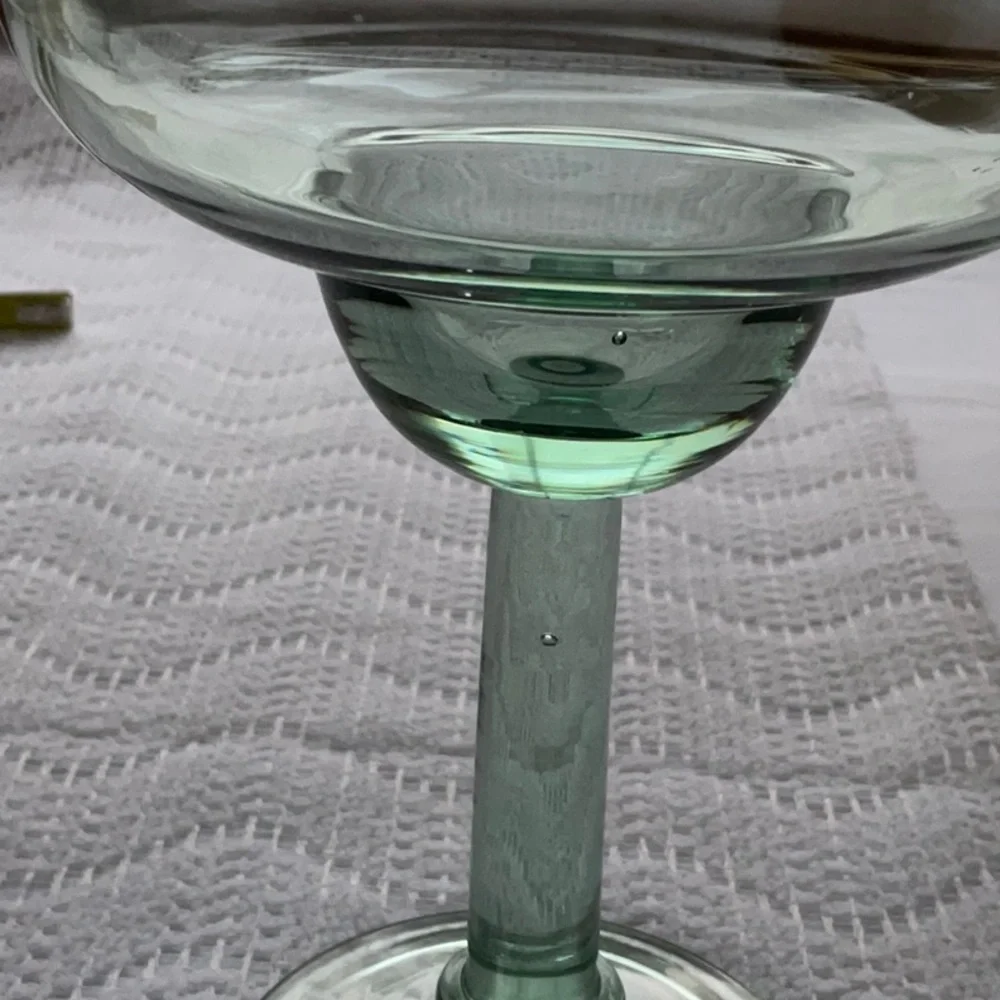 Large Margarita Glasses Set of 2 Green Glass